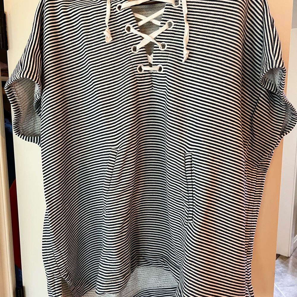 Striped Lace-Up Hoodie
